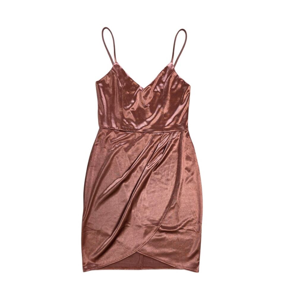 NWT LULU'S Metallic Brown Mini Pleat Dress